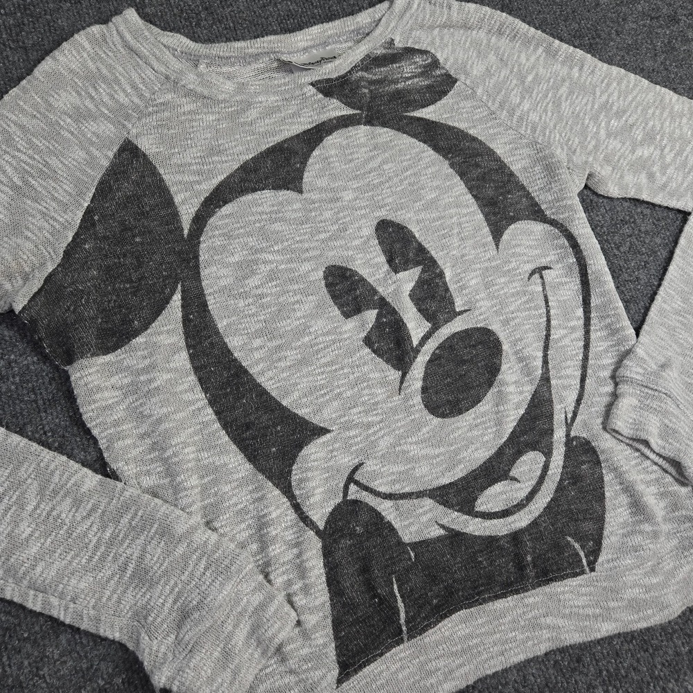 Disney Parks Sweatshirt Womens M JT15251 Gray Mickey Mouse Raglan Lightweight